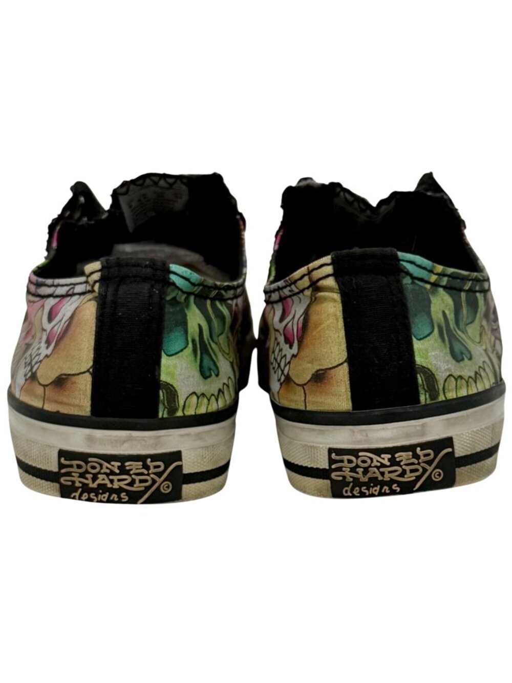 VTG Ed Hardy Black Tattoo Print Canvas Sneakers 8 | Y2K Skater Grunge Streetwear - Picture 13 of 16